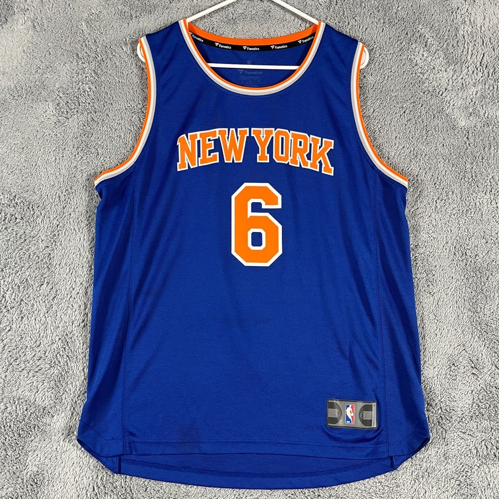 New York Knicks Jersey Mens L Blue Fanatics NBA Basketball Kristaps Porzingis #6